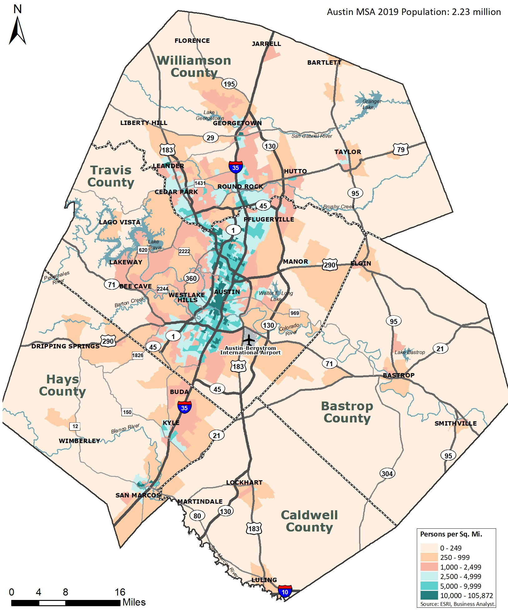 Population density Austin Chamber of Commerce